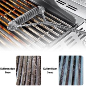 Resim Hane Dostu Paslanmaz Çelik Dayanıklı Tasarım Mangal Barbekü Izgara Teli Temizlik Fırçası 