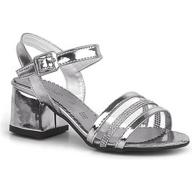 Resim Hapshoe Platin Gri Rugan Taşlı Kalın Kız Çocuk Abiye Topuklu Ayakkabı Gri 