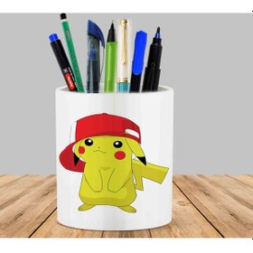 Resim Pikachu Şapkalı Kaktüs Sukulent Saksı Kalemlik 
