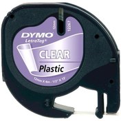 Resim Dymo Letratag Şerit Plastik 12Mmx4 Mt Şeffaf Üzerine Siyah 12267 