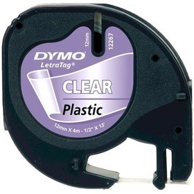 Resim Dymo Letratag Şerit Plastik 12Mmx4 Mt Şeffaf Üzerine Siyah 12267 