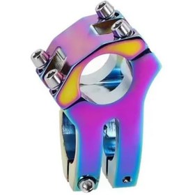 Resim Bisiklet Kısa Gidon Boğazı Wake Alüminyum Rainbow Rengarenk Yedek Parça 31,8mm 