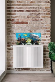 Resim Decorita Petek Üstü Cam | Yunuslu Akvaryum | 40cm X 80cm 