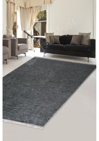 Resim Dijidekor Halı Antrasit Cool K1290 Yıkanabilir Saçaklı Kesme ... Antrasit 