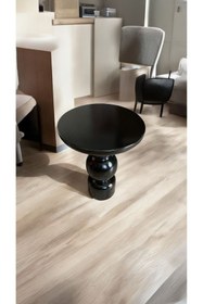 Resim Simillo Home&Living WOOD Wooden Ahşap Karpuz Model Tekli Mantar Yan Sehpa Modern Siyah Renk Fiskos 