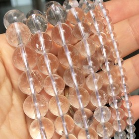 Resim AAA Doğal Saf Kuvars Taş Boncuklar, Yuvarlak Aralayıcı Boncuk Takı Yapımı için Bileklik Aksesuarları 15'' 4/6/8/10mm 