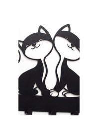 Resim Anahtar Askılığı, Metal Anahtarlık Askısı, Kedi Desenli Anahtar Askılığı Siyah Siyah 