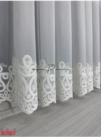 Resim Tül Perde Brillant Marka Tt Zemin Etek İşleme Piton Desen Ekru 