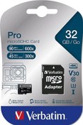 Resim Verbatim 32GB 90MB/S Micro SD Pro Class 10 UHS-I Hafıza Kartı 