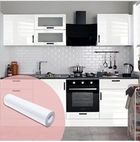 Resim 61 Cm X 2 Metre Parlak Beyaz Mobilya Kaplama Folyosu, Kaliteli Malzeme 