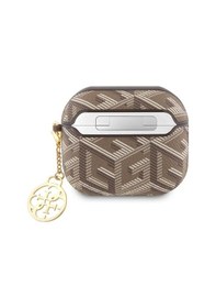 Resim Apple Uyumlu AirPods 3. Nesil Kılıf Guess Lisanslı G Cube Desenli 4g Süs Zincirli Kahverengi 