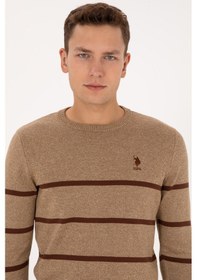 Resim U.S. Polo Assn. Erkek Slim Fit Bisiklet Yaka Haki Kazak 50314976-VR027 