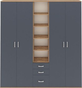 Resim Arges Dolap 17 Raflı 3 Çekmeceli 4 Kapaklı 220x30x243 Çam-antrasit/antrasit Antrasıt/antrasıt 