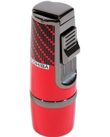 Resim Cohiba 3 Torch Pürmüz Kırmızı-siyah Desenli Metal Puro Çakmağı 