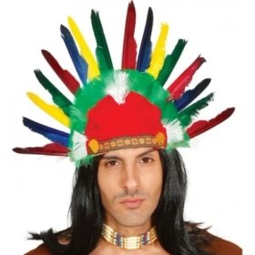 Resim Renkli Kızılderili Başlığı Şapkası 