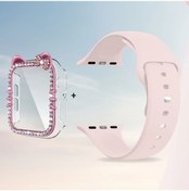 Resim Gateesat Kt Kedi Desenli 2'li İwatch Kılıf Seti, 44mm Serie 4/5/6/se İçin Elmas Kaplama 