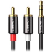 Resim 3.5 MM Aux 2 RCA 1 M Siyah Ses Kablosu Ugreen