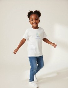 Resim Zekids Kız Çocuk Tasarım T-shirt-17202 Ekru 