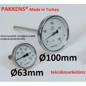 Resim Pakkens Ø 63 mm Pakkens 500 C° 40 cm Dalma Boylu Taş Fırın Bahçe Fırını Köy Fırını Lahmacun Pide Fırını Termometresi 