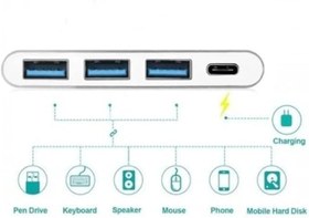Resim Type-c Usb 3.0 3 Port Çoklayıcı Dönüştürücü Çevirici Macbook 
