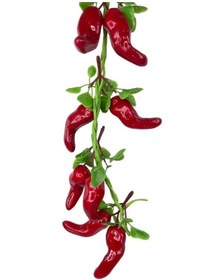 Resim Yapay Kırmızı Biber Salkımı Süs Sahte Biber Yapay Meyve Sebze 