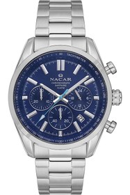 Resim Nacar SAFİR CAM SPOR GÜMÜŞ ERKEK KOL SAATİ NC34-290713-ALM 