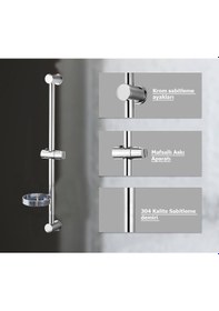 Resim 3 Fonksiyonlu Butonlu Sürgülü Duş Seti Eca Model Sürgülü Duş Seti Krom 