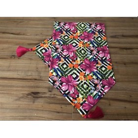 Resim Zigzag Zemin Üzerine Kelebek Desenli Runner Çok Renkli 