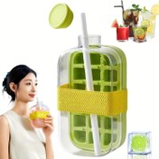 Resim 1 adet buz küpü kalıbı, sıfır temas baskı, buz bloğu kalıbı, açık hava sporları, saman bardak, fitness içeceği, kıvırcık, yeniden kullanılabilir, kahve ve meyve suyu 