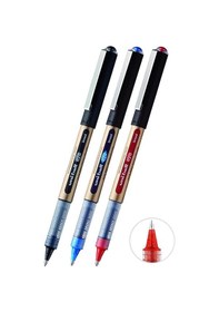 Resim Mavi Siyah Kırmızı Pilot Kalem 3 Adet Uniball Eye Broad 1.0 Mm Roller Pilot Kalem Ub-150-10 Roller Uçlu Likit Mürekkepli Mavi 