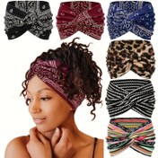 Resim Tekli Bohem Baskılı Elastik Yoga Bandı - Kaju Geniş Kenarlı Düğümlü Tasarım, Leopar & Paisley Desenleri ile Retro Tie-Dye Saç Aksesuarı, Koşu ve Egzersizler için, Anneler Günü Hediyesi, Yoga Aksesuarları, Rahat Uyumlu 