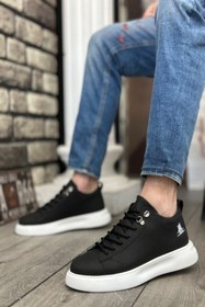 Resim Rainon Store Siyah Deri Yüksek Taban Bağcıklı Erkek Spor Ayakkabı 