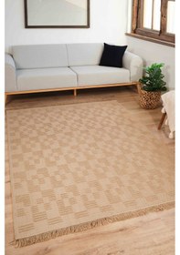 Resim Natura 6664 %100 Doğal Jüt Kilim Bej Renkli Yumuşak Dokulu Şık Tasarımlı Kilim Modern Dokuma Kilim Bej 