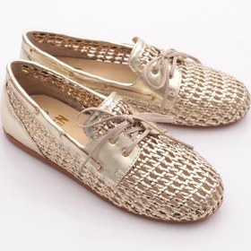 Resim Dgn B00112 Kadin Delikli Oxford Ayakkabi Altın 