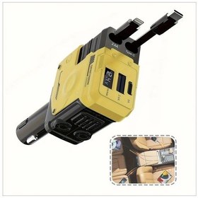 Resim Gaojunshop01 W&o Mekanik Rüzgar Araç Şarj Cihazı Sarı 66w Hızlı Şarj Dijital Voltaj Ekranlı 