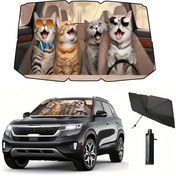 Resim 1 adet UV Koruma Araba Güneşlik Şemsiyesi, Kedi Sevgisi Hediyesi, Ön Cam UV ve Isıya Dayanıklı, Katlanabilir Güneşlik Ön Cam Koruyucu Arabanızı Serin Tutun, Arabalar, Kamyonlar, Sedanlar, SUV'lar için Kolay Kurulum ve Saklama 