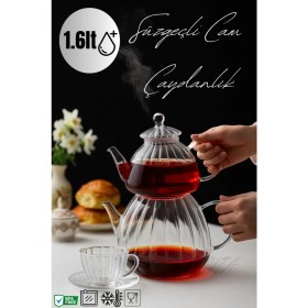 Resim PremiumPort Isıya Dayanıklı Cam Çaydanlık Süzgeçli 1.6l, Estetik ve Işlevsel Tasarım 