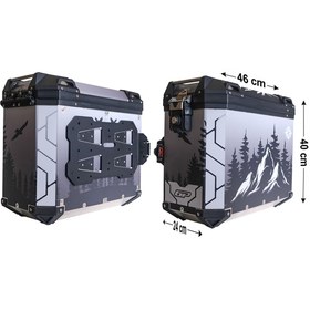Resim GP KOMPOZİT DSN05 Universal 40 lt x 2 Desenli Alüminyum Motosiklet Yan Çanta Seti 