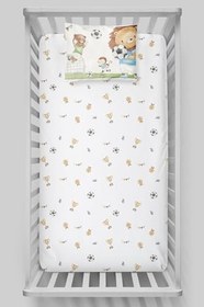 Resim Organik Bebek Boy Lastikli Çarşaf Seti - Şampiyon Minik Aslan 70 x 110 