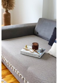 Resim Yıldız Kahverengi Oturma Yerini Kapatan Koltuk, Çekyat, Kanepe Örtüsü/ Şalı 115x200 Cm Kahverengi 