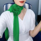 Resim 2024 İlkbahar, Yaz ve Sonbahar Yeni Tek Renk Gül Desenli Küçük Eşarp İki Parça Set Kadın Batı Tarzı Boyun Koruma İpeği İnce Eşarp 