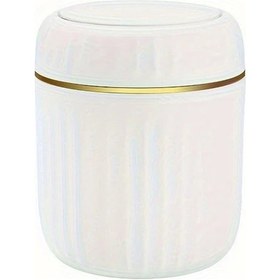 Resim Meridiangoods Beyaz Masaüstü Çöp Kutusu, Ev Ofis İçin Minimal Çöp Kovası 