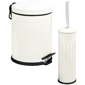 Resim Eforeca Vintage 2 Li Çöp Kovası Banyo Seti Çizgili Krem 