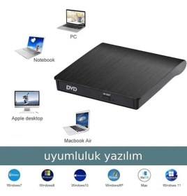 Resim Harici DVD Rw Ultra İnce USB 3.0 Taşınabilir CD DVD Yazıcı Okuyucu Yüksek Performanslı 