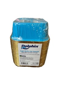 Resim Dolphin Muffin Kare Kağıt Mavi Altın Cupcake Kek Kalıbı Kapsülü Kabı - 25 Adetlik 3 Paket Renkli 
