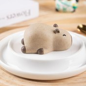 Resim 1 adet Capybara Silikon Kalıp - Sevimli Karikatür Hayvan Alçı Figürü, Küçük Kulaklı ve Kuyruklu Kahverengi, El Sanatları ve Dekorasyonlar için İdeal, El Sanatları Kalıbı | Oynak Hayvan Tasarımı | Dayanıklı Silikon 