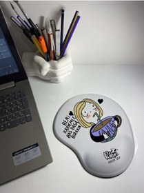 Resim Kahvekolik Kız Baskılı Bilek Destekli Mouse Pad Mousepad 