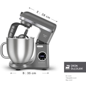 Resim Karaca Mastermaid Chef Ultra D2000W Dijital Ekranlı Hamur Yoğurma Makinesi Galaxy Grey 7l 