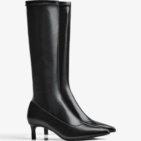 Resim Bershka Dar kesim kısa sivri topuklu çizme 