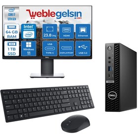 Resim Dell Optiplex 7010MFF Plus Intel Core i7 13700T 64GB DDR5 1TB SSD Windows 11 Pro 23.8 Monitör Mini Masaüstü Bilgisayar 7010Pİ7 N007O7010MFFPUBM23 